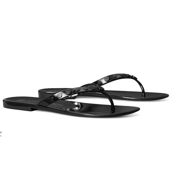 Tory Burch Studded Jelly Flip Flop in Black 9 - Picture 4 of 4